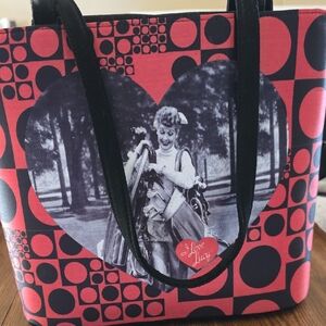Charming 'I Love Lucy' Red and Black Tote Bag